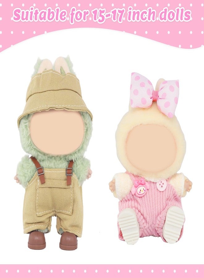 18INDC 2 Sets Doll Clothes Outfit Sets - 5 Pcs 15-17cm Dolls Accessories with Bow Clip & Hat for 6.7in/17cm Dolls Dress Up (No Doll & Shoes) - Image 3